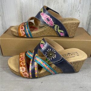 Spring Step Multicolor Floral Wedges - Sz 10